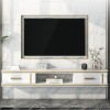 XIBANY Meuble TV Flottant, étagère de Rangement Murale pour Meuble TV avec 2 tiroirs, Bois de pin, Console multimédia Murale,