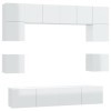 Camerina Ensemble de Meubles TV 8 pcs Blanc Brillant Bois dingénierie,Table Basse Salon Meuble TV,Meuble TV,Table Basse LED