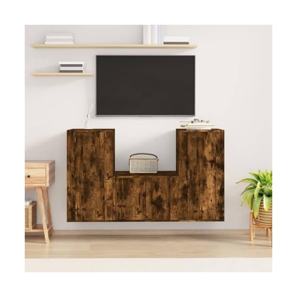 Meuble TV 3 pièces en chêne fumé