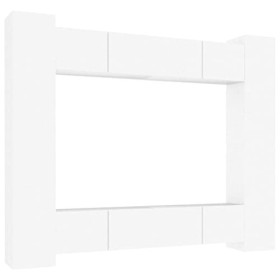 BaraSh Ensemble de Meubles TV 8 pcs Blanc Bois dingénierie,Meuble TV,Table Basse Salon Meuble TV,Table Basse LED Couleurs