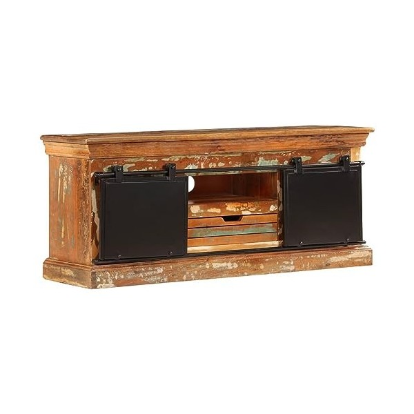 JUNZAI Meuble TV 110 x 30 x 45 cm Bois de récupération Massif,Meuble TV,Table TV,Ensemble Meuble TV