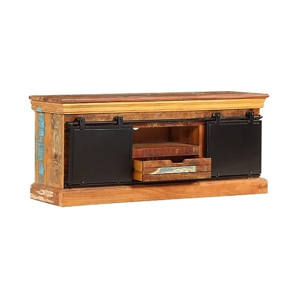 JUNZAI Meuble TV 110 x 30 x 45 cm Bois de récupération Massif,Meuble TV,Table TV,Ensemble Meuble TV