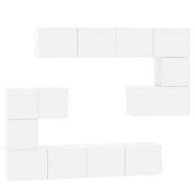 ARKEM Meuble TV Mural Blanc Brillant Bois dingénierie,Meuble TV,Table Basse Salon Meuble TV,Table Basse LED Couleurs