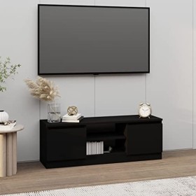 Keyur Meuble TV, Banc TV Buffet Bas Support de Télévision Meuble Télé Meuble TV avec Porte Noir 102x30x36 cm