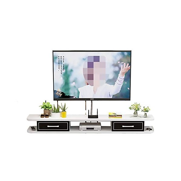 JUNNIU Meuble TV, Lowboard TV, Étagères Flottantes, Meuble TV Polyvalent, 100/120/140/150Cm Étagère De Composant De Meuble TV