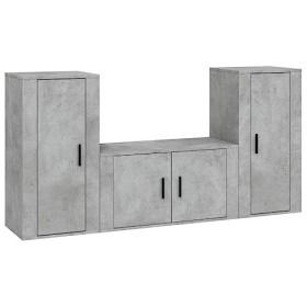 Centres de divertissement et meubles TV, ensemble de meubles TV 3 pièces en bois gris béton