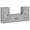 Centres de divertissement et meubles TV, ensemble de meubles TV 3 pièces en bois gris béton