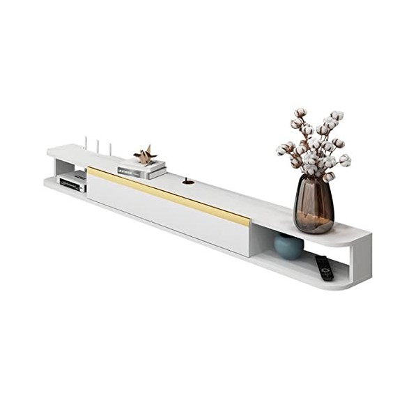 Meuble TV Flottant, Meuble TV Mural Murale avec des Trous De Câble, Meuble TV avec Étagères pour Salon, Chambre, Salle À Mang