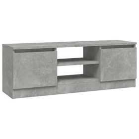 Keyur Meuble TV, Banc TV Buffet Bas Support de Télévision Meuble Télé Meuble TV avec Porte Gris béton 102x30x36 cm