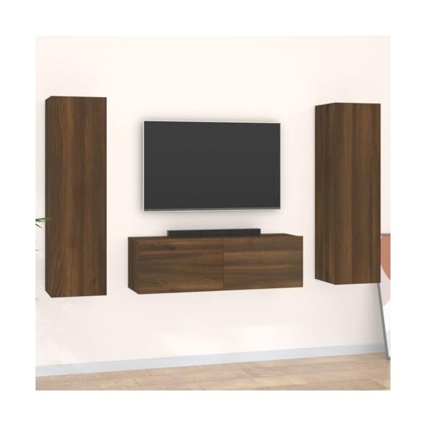 TEKEET Home Hardware Businese Meuble TV 3 pièces Chêne Marron