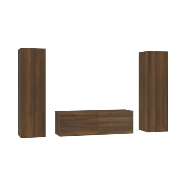 TEKEET Home Hardware Businese Meuble TV 3 pièces Chêne Marron