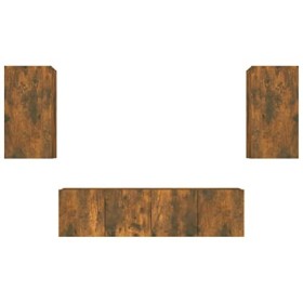 TEKEET Home Hardware Businese Meuble TV 4 pièces en chêne fumé