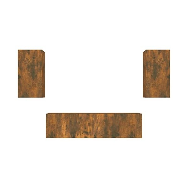 TEKEET Home Hardware Businese Meuble TV 4 pièces en chêne fumé