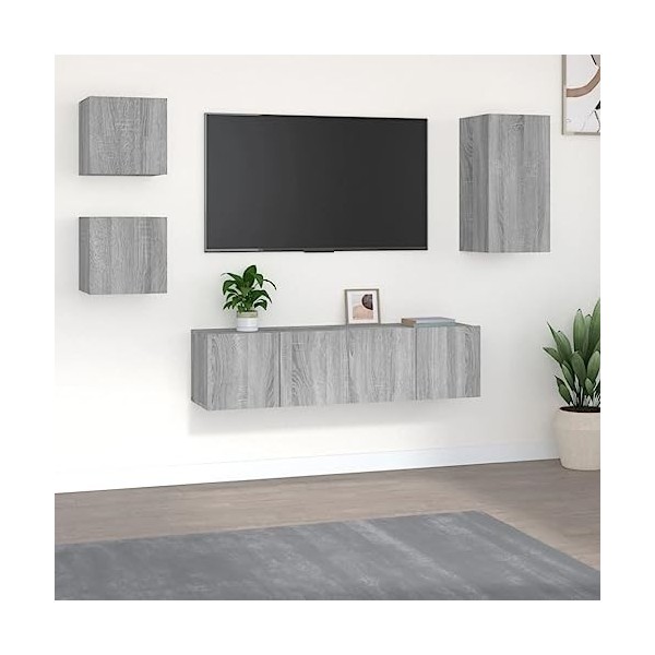 TEKEET Centres de divertissement et meubles TV - Ensemble de 5 meubles TV - Gris Sonoma - Bois dingénierie
