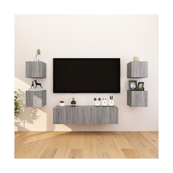 DCRAF Home Hardware Businese Meuble TV mural 8 pièces Gris Sonoma 30,5 x 30 x 30 cm