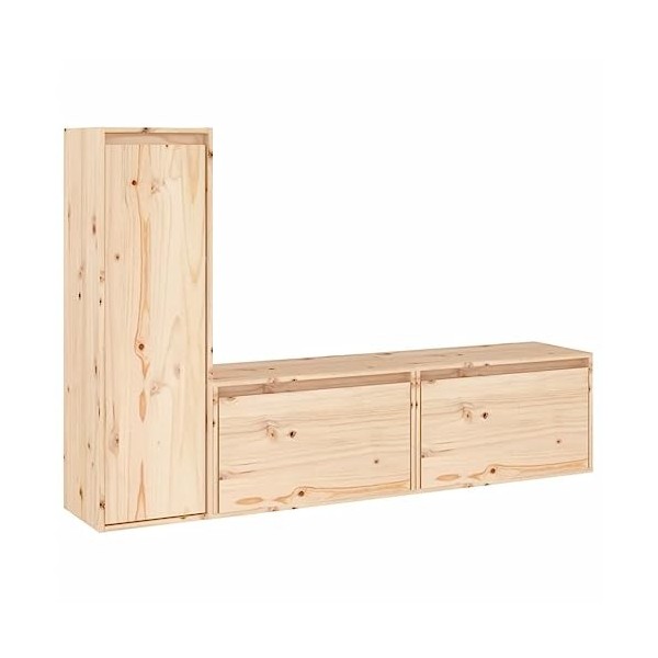 TEKEET Home Hardware Businese Lot de 3 meubles TV en pin massif