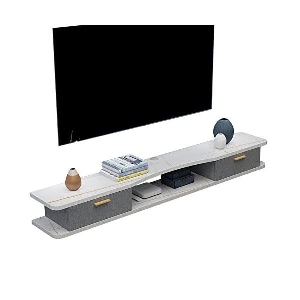 XIBANY Meuble TV Mural Etagère De Composants De Meuble TV Flottant, Meuble TV Mural avec 2 Portes, Meuble TV Suspendu Media C