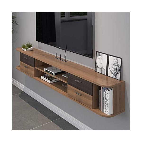 Armoire de télévision murale Etagère audio et vidéo avec étagère murale à tiroirs Étagère flottante Étagère double Set Top Bo