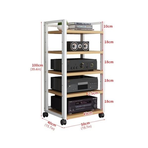 Étagères De Rangement Multimédia, Meuble Multimédia Audio-vidéo À 4/5/6 Niveaux avec Étagère en Bois Réglable en Hauteur Et R