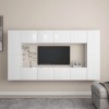 Ensemble de Meubles TV 8 pcs Blanc Brillant Aggloméré - Banc TV, Meuble TV Suspendu, Convient pour Salon ou Chambre