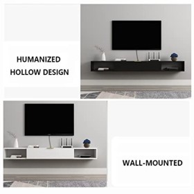 Meuble TV Flottant en Bois Étagère TV Murale Centre De Divertissement Console Média Meuble De Rangement Suspendu Huche TV Com