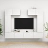 lvssiao Meuble TV pour salon avec 6 pièces en aggloméré Blanc très résistant Module TV pour chambre à coucher salon