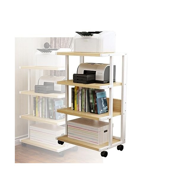 Support Multimédia AV Amovible Meuble Multimédia À 4 Niveaux, Rack De Stockage Ouvert Meuble Rack Multifonctionnel Au Sol, Me