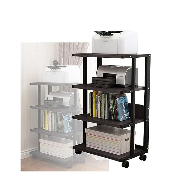 Support Multimédia AV Amovible Meuble Multimédia À 4 Niveaux, Rack De Stockage Ouvert Meuble Rack Multifonctionnel Au Sol, Me