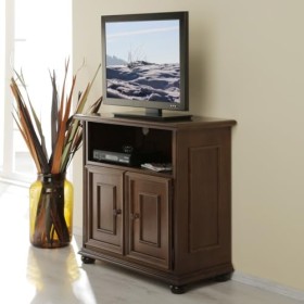 Meuble TV artisanal en bois de style classique, 2 portes et compartiment en finition noyer, meuble pour salon, cuisine 80 x 4