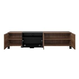 PEGANE Meuble TV avec 3 Portes Coloris chêne ambré et Noir Mat - Longueur 185 x Hauteur 47 x Profondeur 40 cm