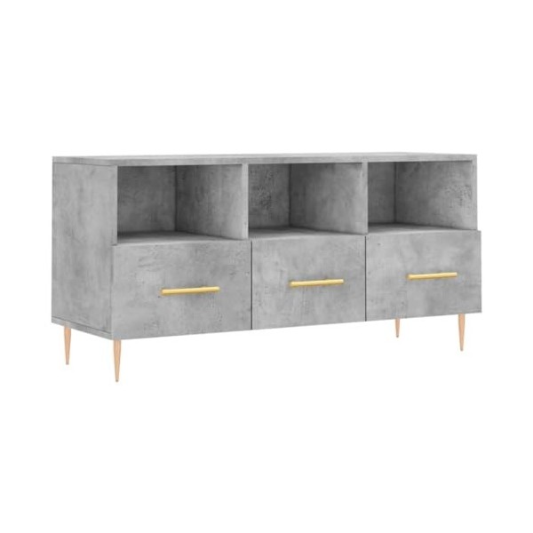 vidaXL Meuble TV Gris béton 102x36x50 cm Bois dingénierie
