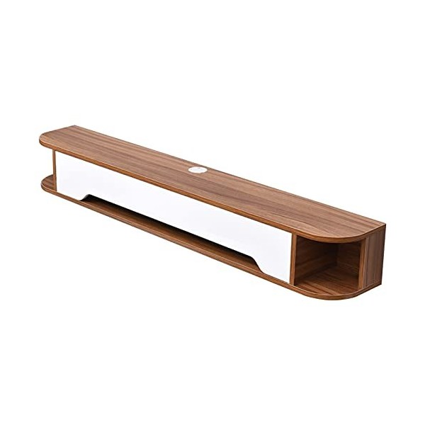 Meuble TV Mural Meuble TV Suspendu en Bois avec 1 Portes, Console Média Murale Moderne de 130 cm, Meuble TV Flottant, Étagère