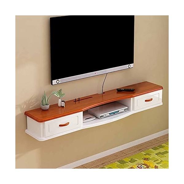 StrOux Meuble TV Flottant Meuble TV Mural, Console TV Suspendue étagère de Rangement multimédia en Bois avec tiroirs, Meuble 