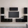 Meuble TV Mural avec Compartiments 7pcs, Meuble de Rangement TV Table pour Salon, Elégance, Noir