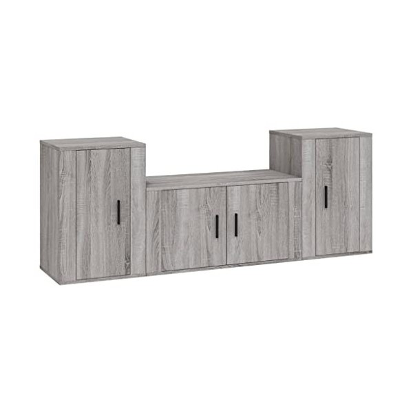 Meuble TV 3 pièces en bois Sonoma gris