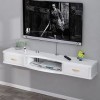 JUNNIU Meuble TV Mural Meuble TV Flottant - Etagère TV Murale, Etagère Média Flottante Console TV, Meuble TV Mural Etagères D