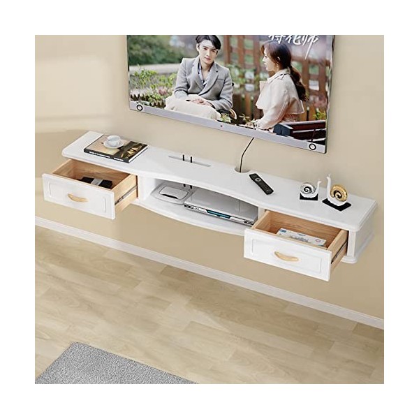 JUNNIU Meuble TV Mural Meuble TV Flottant - Etagère TV Murale, Etagère Média Flottante Console TV, Meuble TV Mural Etagères D