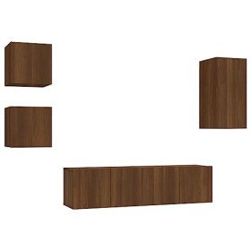 DCRAF Home Hardware Businese Meuble TV 5 pièces Chêne Marron