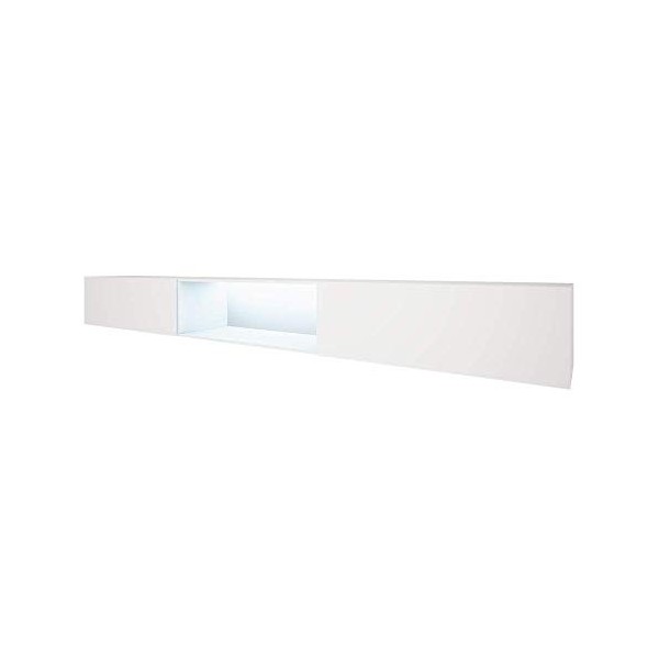 Selsey LARKA - Meuble TV Suspendu Blanc, 3x100 cm, éclairage LED Inclus 