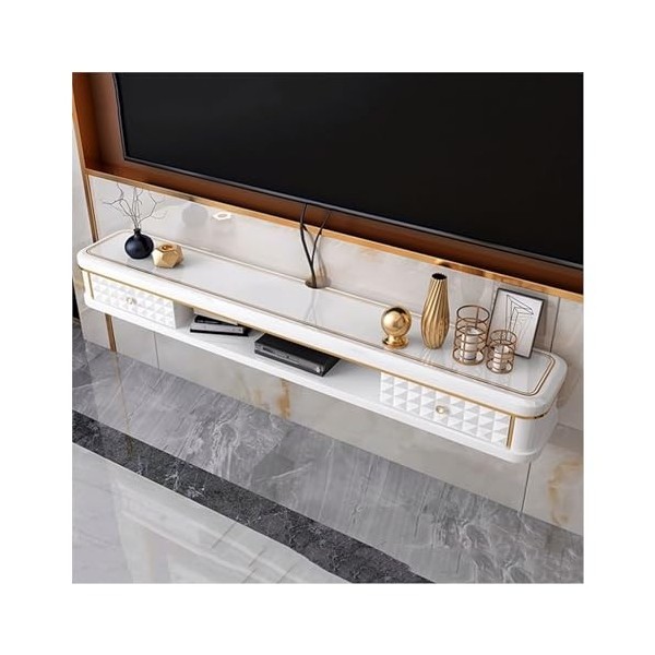 Meuble Suspendu TV Meuble TV Mural de Luxe en Bois Flottant avec Meuble de Rangement, Meuble TV for Chambre à Coucher, Salon,
