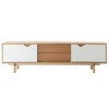 Miliboo Meuble TV scandinave Blanc et Bois L180 cm Acoustic