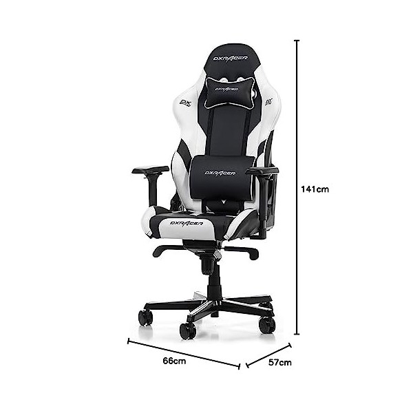 DXRacer loriginal Gladiator G001 Chaise Gaming, Simili Cuir, Noir-Blanc, Jusquà 2 m