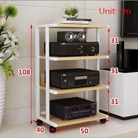 YCOVSFP Meuble de Rangement multimédia, Meuble de Support multimédia Audio vidéo avec 4 étagères, étagères de Rangement Ouver