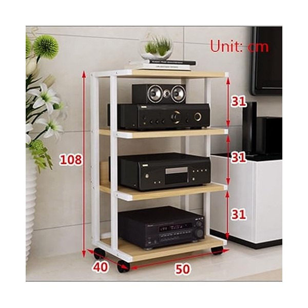 YCOVSFP Meuble de Rangement multimédia, Meuble de Support multimédia Audio vidéo avec 4 étagères, étagères de Rangement Ouver