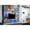 ExtremeFurniture Vida Meuble TV, Carcasse en Blanc Mat/Façade en Gris Brillant + LED Multicolores avec télécommande