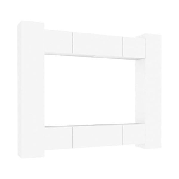 heybb Ensemble de Meubles TV 8 pcs Blanc Bois dingénierie,Meuble TV,Table Basse Salon Meuble TV,Table Basse LED Couleurs