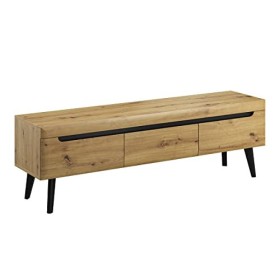 Petits-meubles Meuble TV 3 tiroirs 160 cm Lana Bois et Noir