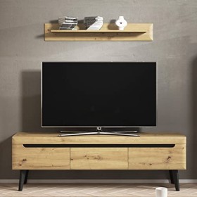 Petits-meubles Meuble TV 3 tiroirs 160 cm Lana Bois et Noir