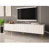 Best Mobilier - Ambre - Meuble TV - 180 cm - Style Contemporain - Blanc/Doré