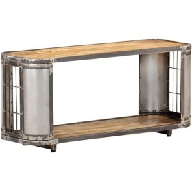 Suuim Meuble TV en Bois de Style Industriel, Centre de Divertissement en Bois de manguier Massif, Console TV, Meuble multiméd